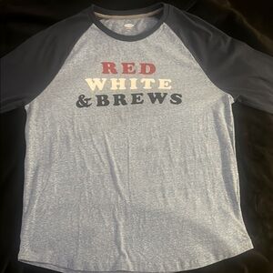 Old Navy, Red White and Brews Shirt, size Large